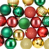  Set božićnih kuglica 50 kom. Crvena, zlatna i zelena 8 cm | shoptok.hr