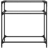 vidaXL Konzolna mizica s stekleno površino 80x35x81 cm jeklo | Shoptok.si