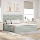 vidaXL Krevet S LED lampica Svijetlo siva 180 x 200 cm Baršun | shoptok.hr