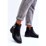 Boto Leather Ankle Boots with Flat Heel Black Meronei | Eponuda.ba