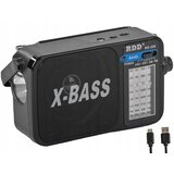 Retro prenosni FM radio LED X-BASS USB črn | Shoptok.si