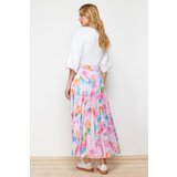 Trendyol Lilac Floral Pattern Pleated, Elastic Waist Woven Skirt | Shoptok.si