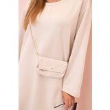 Kesi Włoski Plus Size women's viscose dress with a chain bag beige | ePonuda.com
