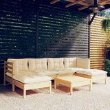  Vrtna sedežna garnitura 7-delna s krem blazinami borovina, (20795836) | Shoptok.si