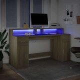  pisalna miza z LED osvetlitvijo, inženirski les, sonoma hrast, 160x55x91 cm | Shoptok.si