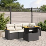 Maison Chic Seti vrtnega pohištva - Vrtna garnitura - Vrtni pohištvo set 5-delna z blazinami črn poli ratan, (21813319) | Shoptok.si