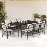 vidaXL 9-dijelni vrtni blagovaonski set s jastucima crni od poliratana | shoptok.hr
