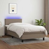  Krevet box spring s madracem LED smeđesivi 90x200 cm tkanina | shoptok.hr