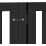 vidaXL Ograda za pse z vrati zložljiva 4 paneli črna 320 cm topolovina | Shoptok.si