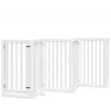 vidaXL Ograda za pse z vrati zložljiva 9 panelov bela 450 cm les | Shoptok.si