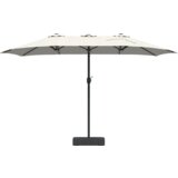 vidaXL Vrtni dežnik Peščena 385 x 209 x 244 cm blago | Shoptok.si