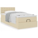 vidaXL Otomanski posteljni okvir z vzmetnico krem 90x200 cm blago Cene