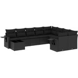  The Living Store Vrtna sedežna garnitura 10-delna z blazinami črn poli ratan - Vrtna Sedežna Garniture, (21451359) | Shoptok.si