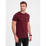 Ombre Men's cotton t-shirt with pocket - maroon | Shoptok.si