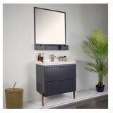Hanah home Kupatilski ormarić sa umivaonikom i ogledalom (2 komada) Noble 80 Argento | Eponuda.com
