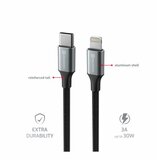 Swissten kabel USB-C/Lightning TEXTILE II, 3A, 30W, 480 Mb/s, 1,5m crno-srebrni | shoptok.hr