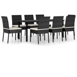  9-dijelni vrtni blagovaonski set od poliratana crni | shoptok.hr