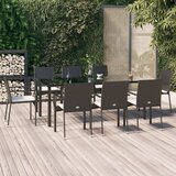  9-dijelni vrtni blagovaonski set s jastucima crni od poliratana Crna Dužina stola 200 cm | Shoptok.si