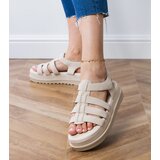 Gemre Beige platform gladiator sandals Hartos | ePonuda.com