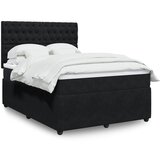 vidaXL Box spring postelja z vzmetnico črna 140x200 cm žamet | Shoptok.si