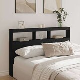 Ormarić za uzglavlje s LED svjetlima crni 160 x 17 x 102 cm | shoptok.hr