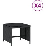 Furnova Vrtni stolčki z blazinami 4 kosi črni 40x40x35 cm poli ratan, (21954336) | Shoptok.si