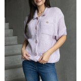 Gemre Women's purple short-sleeve sweater with decorative buttons Shela | shoptok.hr