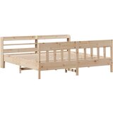 vidaXL Posteljni okvir z vzglavjem 200x200 cm trdna borovina, (21311139) | Shoptok.si