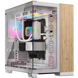 Corsair Gaming kucište 6500X, Mid-Tower, 2 komore, kaljeno staklo, bez napajanja, Bela - bambus drvo | ePonuda.com