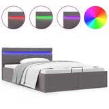 Furnova Dvižni posteljni okvir LED sivo umetno usnje 120x200 cm, (21937204) | Shoptok.si