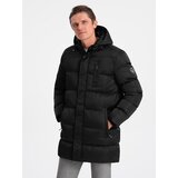 Ombre Długa zimowa kurtka męska pikowana o satynowym wykończeniu - czarna | shoptok.hr