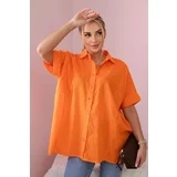 Kesi Cotton shirt with short sleeves in orange color