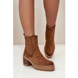 Boto Women's ankle boots on a heel made of eco suede insulated brown Nevitas | Eponuda.ba