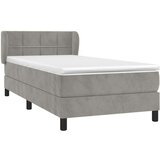 Box spring postelja z vzmetnico svetlo siva 80x200 cm žamet, (20726023) | Shoptok.si