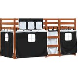 Krevet na kat sa zavjesama bijelo-crni 90 x 200 cm od borovine | Eponuda.com