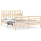 The Living Store Posteljni okvir z vzglavjem trden les - Posteljni Okvir, (21525612) | Shoptok.si