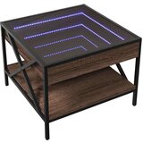 vidaXL Klubska mizica z neskončnimi LED rjavi hrast 50x50x38 cm | Shoptok.si