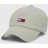 Tommy Jeans Bombažna bejzbolska kapa siva barva