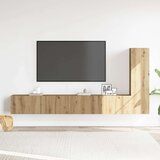  stenska TV omarica, les, artisan hrast, 100x30x30 cm, 2 kos stenska TV omarica, les, artisan hrast, 30,5x30x110 cm, 1 kos | Shoptok.si