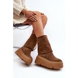 Zazoo 3410 Suede Women's Boots on Chunky Platform Camel | ePonuda.com