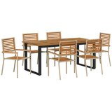 vidaXL Vrtni set za objed 7 kom. Bež Čvrsto drvo akacije - Bež 6-sjedalna Dužina stola 180 cm | shoptok.hr