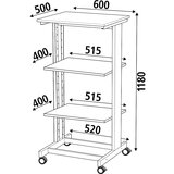 Twinco računalniška miza, z dvema policama, vxšxg 1180 x 600 x 500 mm, svetlo siva ral 7035 | Shoptok.si