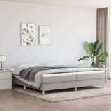  Box spring postelja z vzmetnico svetlo siva 200x200 cm blago, (20725448) Cene