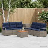  Set sofe 8 kom. Siva i tamnoplava Poli Rattan i čelik | shoptok.hr