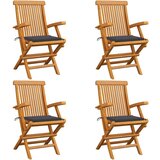 The Living Store Vrtni stoli z antracitnimi blazinami 4 kosi trdna tikovina - Vrtni Stol, (21473192) | Shoptok.si