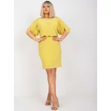 Fashionhunters Yellow dress oversize with loose sleeves Tianna
