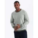 Ombre Knitted men's RELAXED FIT sweater with patterns - olive Cijene