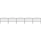 vidaXL Vrtna ograda s ukrasnim kopljima (1,25-1,5) x 8,5 m čelična crna
