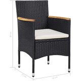 vidaXL Zunanja jedilna garnitura 5-delna črn poli ratan in akacija | Shoptok.si