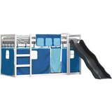  Krevet na kat s toboganom i zavjesama plavi 90 x 190 cm | shoptok.hr